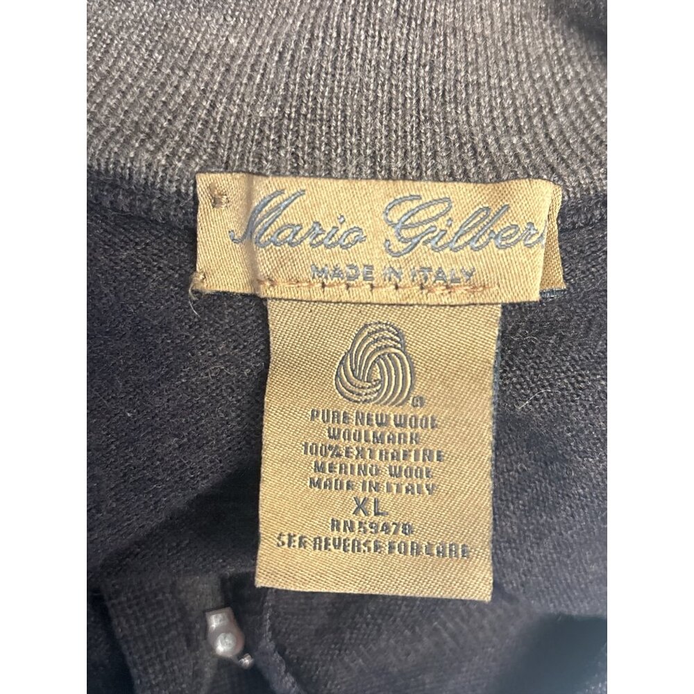 Mario Gilberti Made in Italy 100% Merino Wool Half-Zip Sweater XL Brown Pullover - Picture 6 of 10